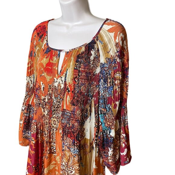 Avenue Womens Keyhole Blouse Smock Bodice Boho Peasant Sleeves Plus Size 26 c - Picture 4 of 12